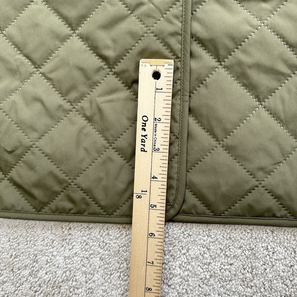 BARBOUR Lockton Corduroy-Trim Quilted Coat Women's 8 Olive Green Cropped Sleeve - Picture 11 of 13